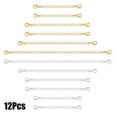 12pcs Stainless Steel Necklace Bracelet Extender Chain Extenders Silver/Gold