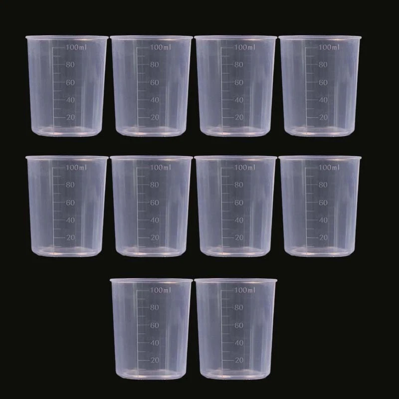 10pcs 100ml Measuring Cups Transparent For Kitchens Laboratories Light Weight US - Image 3 of 4