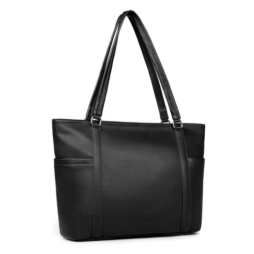 Black Genuine Leather Work Tote Bag for Women Leather Shoulder Totes Bags Wom...