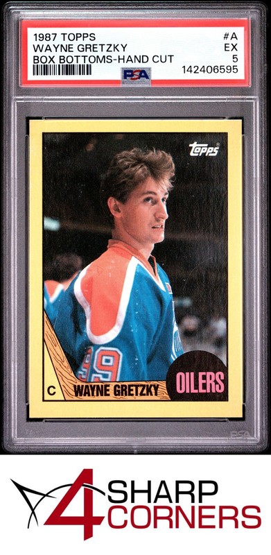 1987 TOPPS BOX BOTTOMS HAND CUT #A WAYNE GRETZKY HOF PSA 5