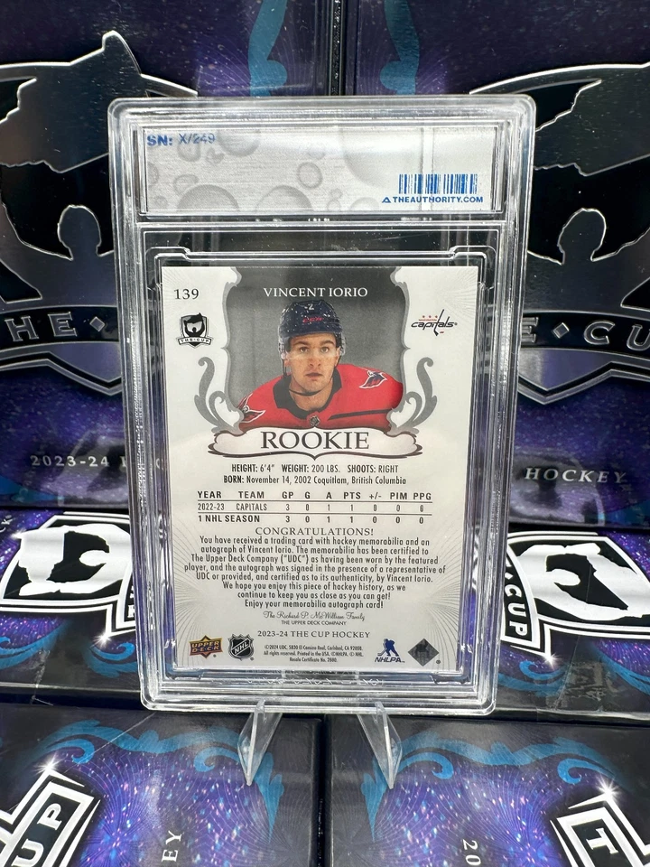 2023-24 UPPER DECK The Cup Rookie Auto Patch VINCENT IORIO RC  /249 RPA - Image 2 of 2