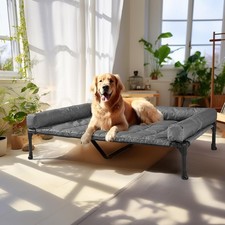 Elevated Dog Bed with Waterproof Bolster Cooling Raised Pet Cot 42in Large Black
