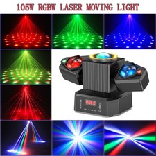 DMX RGBW LED Rotating Beam Stage Light Laser Moving Head Strobe DJ Light Disco