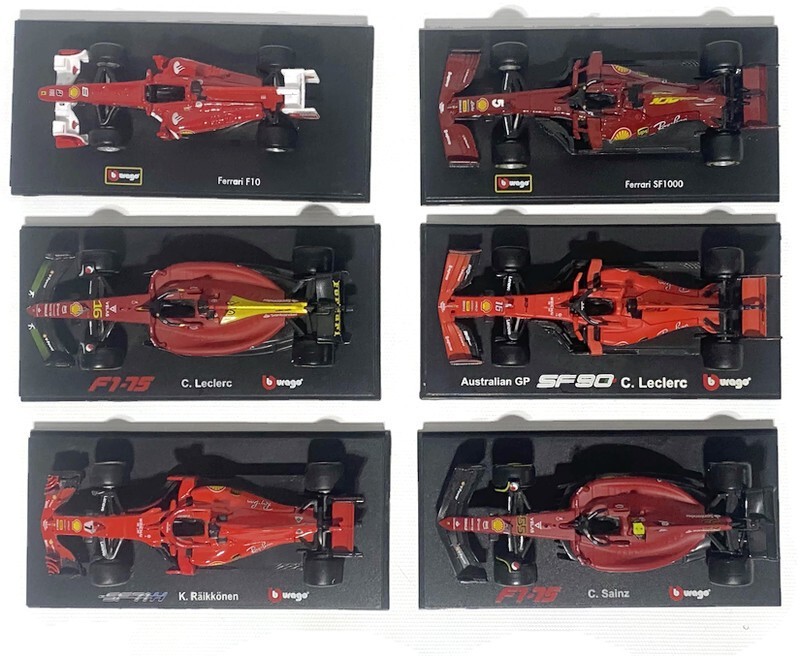 Bburago Ferrari F1 Diecast Model Car 1:32 Scale Lot of 6 Leclerc Raikkonen etc