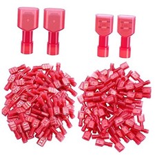 /100PCS Connectors Kit 22-18 Gauge Quick Disconnect Fully Nylon Spade Red