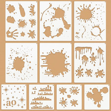 10 Pcs Graffiti Spray Stencils for Painting Reusable Splatter and Stain Spray