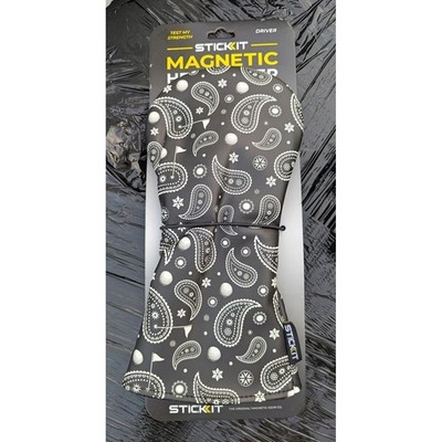 Stickit Magnetic Driver Headcover Black White Paisley Synthetic Leather New