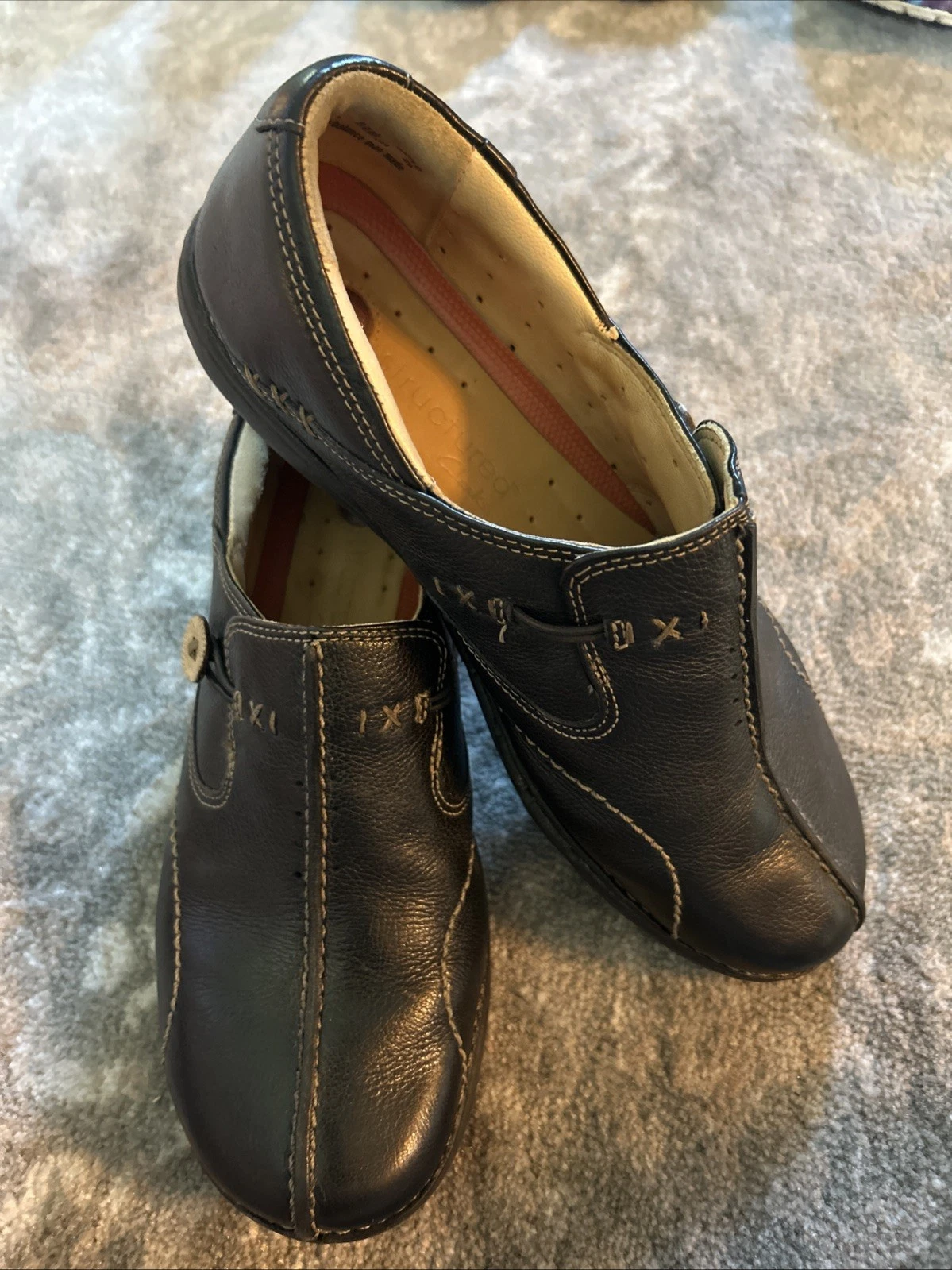 Mocassini Clarks Un Loop destrutturati da donna taglia 8 5 M scarpe comode in pelle blu