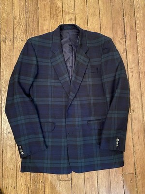 James Pringle Made In England 100% Wool Black Watch Tartan Blazer 42 Long