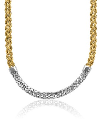 14K Solid Two Tone Gold Twisted Chain Necklace