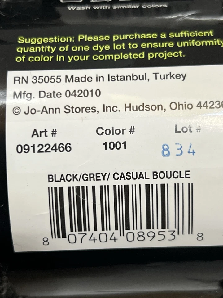Sensations CASUAL BOUCLE Yarn BLACK GREY Acrylic/Nylon 3.5oz ea. Set of 2 - Image 3 of 4
