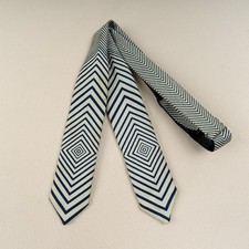 Vintage Arrow Silk Bow Tie Navy White Art Deco Geometric Adjustable 50s 60s USA