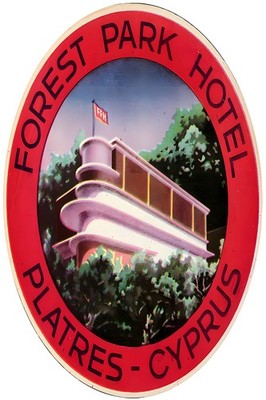 Forest Park Hotel Poster    - Cyprus 1940s Design - 24x36  Hi-Res  Print -