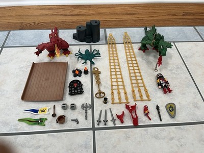 Lot Of Playmobil Castle Wolf Knights Pirates Dragons Weapons Mast Riggings Etc.