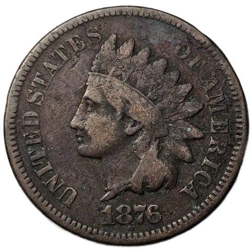 1876 INDIAN CENT GOOD+ FREE USA SHIPPING