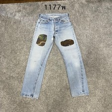 Levi 501 Vintage 80 USA Selvedge Redline actual 31x29 Light Blue Distressed