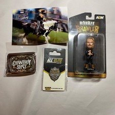 Hangman Adam Page Lot Bobble Brawler Mini, Pins, Magnet AEW All Elite Crate