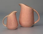 Pair Of California Pottery MCM Pink Speckled 5.25” & 7.5” Pitchers