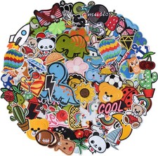 60Pcs Random Assorted Iron on Patches, Cute Sewing Applique for Jackets, Hats, B