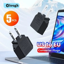 5 PCS US to EU Travel Power Adapter Plug USA to Europe European AC Wall Outlet
