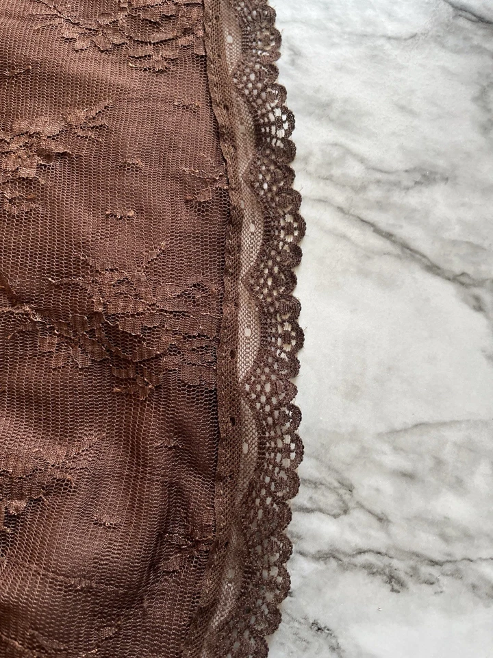 Top Babydoll Y2K XXL Encaje Marrón Chocolate Sin Mangas Cami Hada Whimsey Gótico Foto 4 de 4