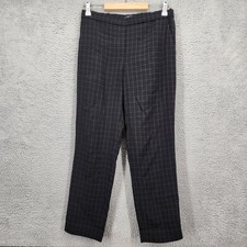 Theory Treeca Pull On Check Crepe Pants Black White Women's Size 4