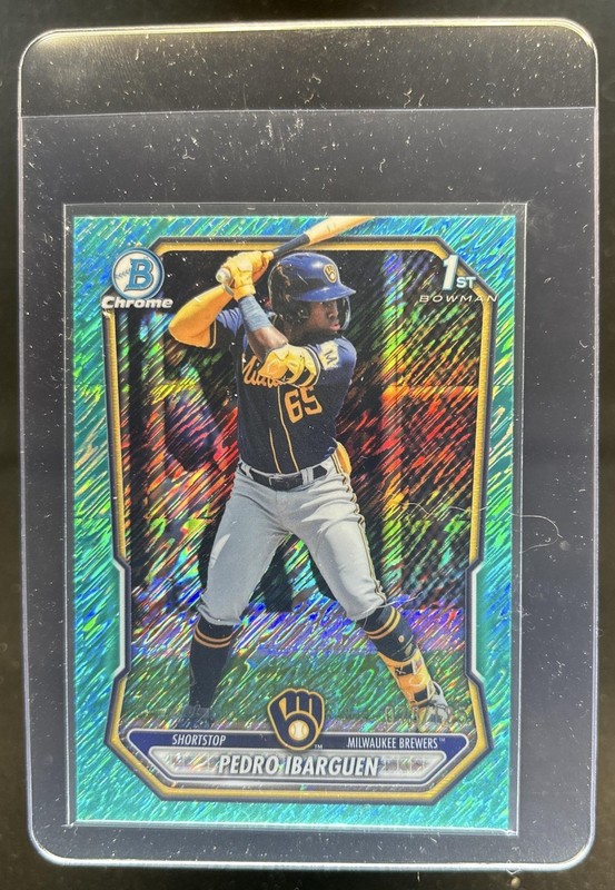 2026 Bowman Pedro Ibarguen Chrome Aqua Shimmer Refractor 1st #/125 Brewers