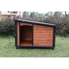 46" Pet Large Dog House Outdoor Indoor Wooden Kennel Weatherproof Dog House A