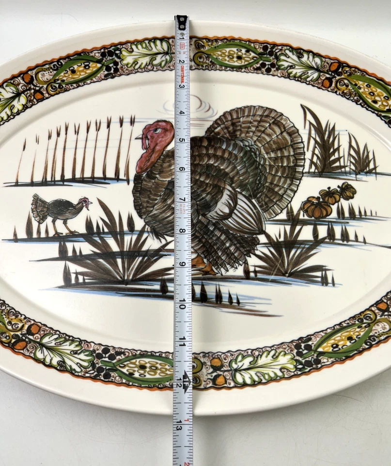 Bandeja para servir pavo melamina ovalada vintage Waverly Products 17,75"x12,75" Foto 2 de 4