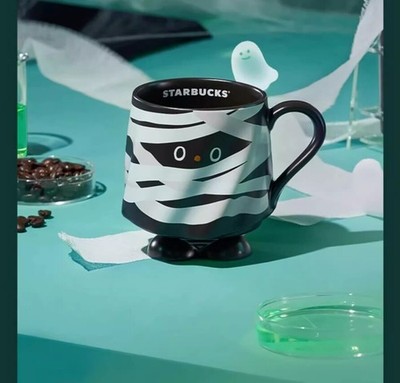 2025 Starbucks Halloween Ceramic Mug 12oz | Green Bandaged Ghost