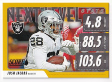 2020 PANINI SCORE FOOTBALL JOSH JACOBS GOLD NEXT LEVEL STATS NO. NLS-JJ RAIDERS