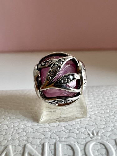 Pandora SSilver NATURE'S RADIANCE Pink & Clear CZ Charm #791969PCZ Authentic - Picture 21 of 24