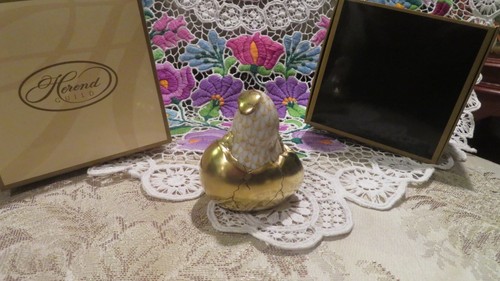 Herend Figurine - Baby Chicken / Just Hatched - Butterscotch/Gold Fishnet NIB - Picture 3 of 5