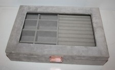 Clear Top Jewelry Organizer Display Case Gray