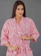 Indian Cotton Floral Print Kimono Handmade Kimono Bath Robe Night Maxi Gown Robe