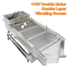 110V Double Motor Linear Vibrating Sieve Screen Machine 10mm + 5mm Double Layer