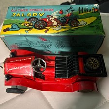 Rare Vintage Jalopy Accident Tin Friction Car in Box - MASUYA 1950s