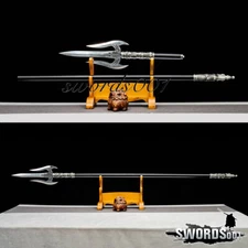 189cm Martial Arts Durable Combat Trident Spear High-perf Manganese Steel Blade