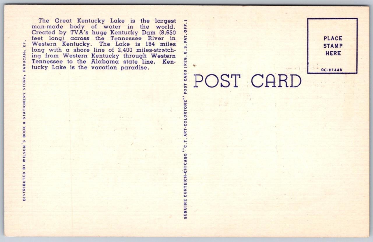 WESTERN KY KENTUCKY LAKE 1950 LARGE LETTER GREETINGS Postcard TVA SAILBOAT Cuisine reunionnaise