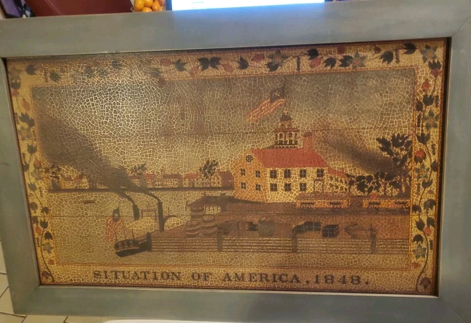 SITUACIÓN DE AMÉRICA, 1848 34 1/2" X 22" ENMARCADO  Foto 2 de 4