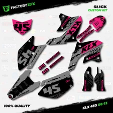 Gray & Pink Slick Racing Graphics Kit fits 08-18 Kawasaki KLX450 Klx 450 Decal