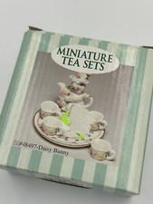 Vintage Miniature tea set Daisy Bunny 5 piece tea set cottagecore kitschy NIB