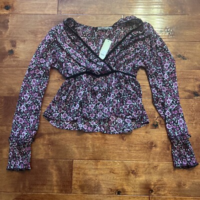 Francesca's Miami Top NWT $38 Sz Small Floral Long Sleeve Boutique Fast Ship
