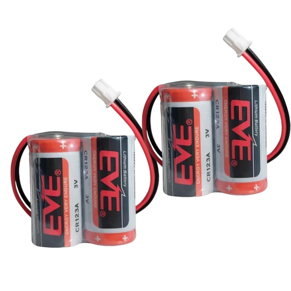 2PCS Battery CR123A 3.0V 1500mAh Non-rechargeable Li-ion Battery with White Plug