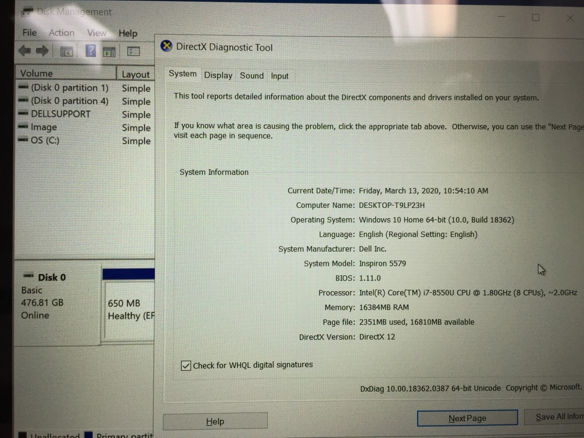 Dell Inspiron 15 5579 FHD TouchScreen 2-in-1 Laptop/Intel i7-8550U
