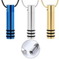 Stainless Steel Cylindrical Cremation Pendant Small Urns For Ashes Necklace