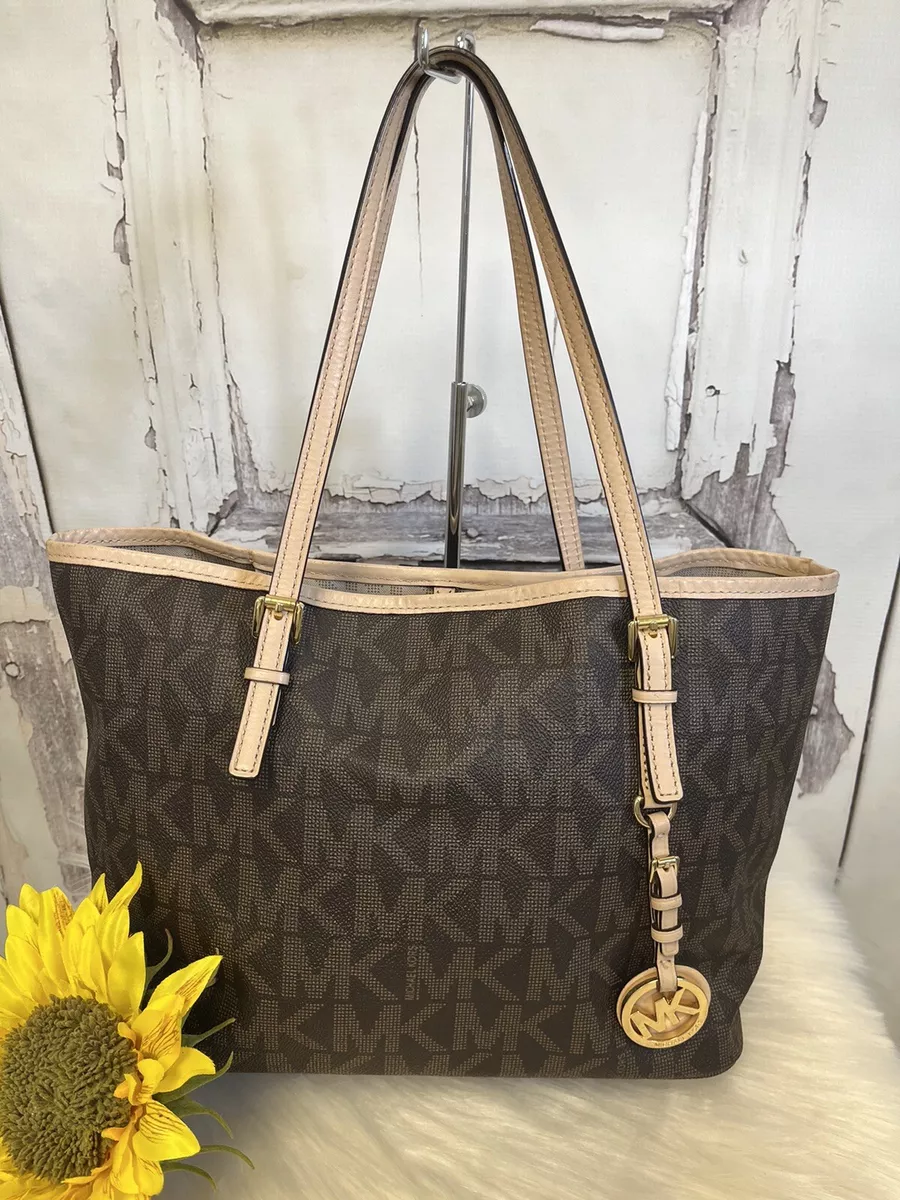 Michael Kors Jet Set Brown Signature Small Tote Bag