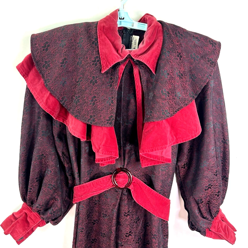 Maxi Vestido Eduardiano Medieval Disfraz Mardi Gras De Colección Para Mujer S/M Borgoña Foto 2 de 4