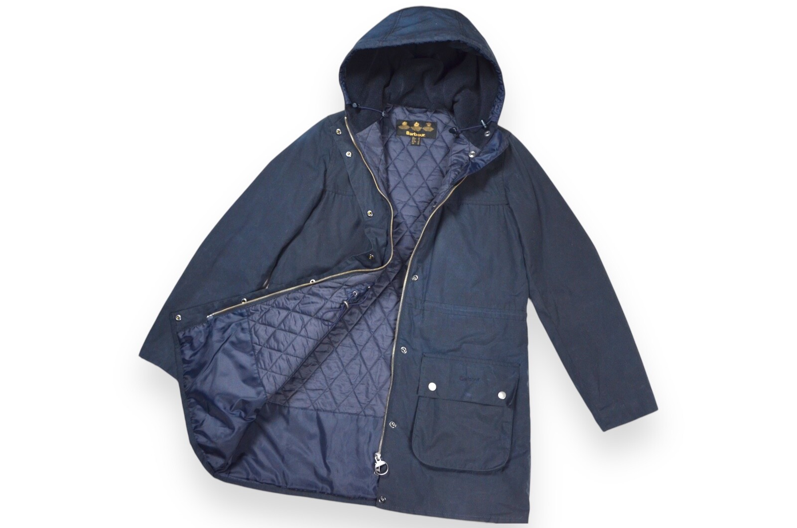 Women's Barbour Durham Waxed Hooded Winter Jacket Classic England Size 10