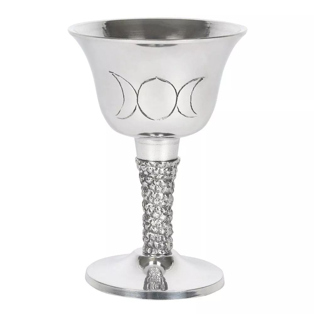 Silver Triple Moon Chalice Goblet Pagan Wicca Ritual Alter Item Hand Carved  | eBay